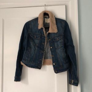 Faux fur jean jacket